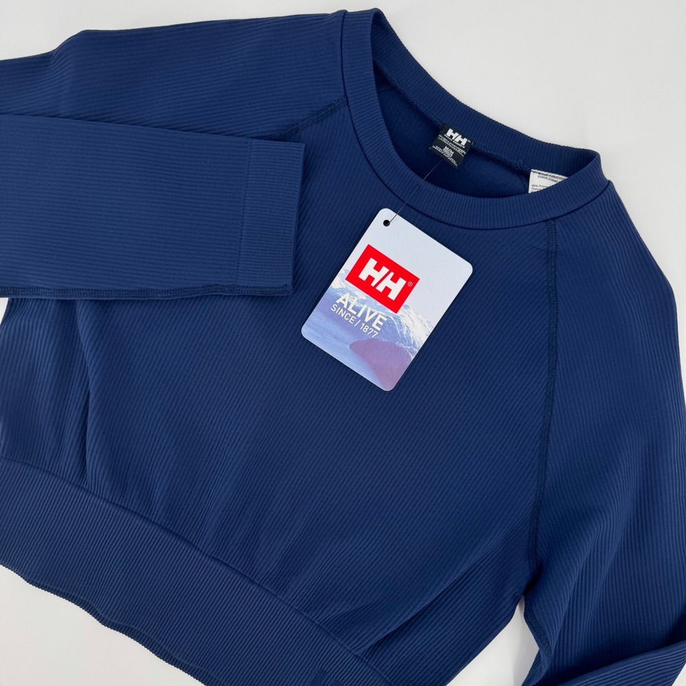 Helly Hansen Allure Seamless Crop Long Sleeve Top Ocean Blue 53939 Womens Medium